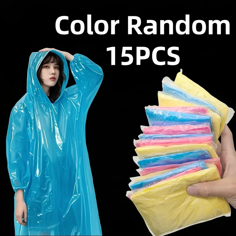Emergency Poncho Rain - Yetişkinler için 15/30 Adet Rastgele Renk